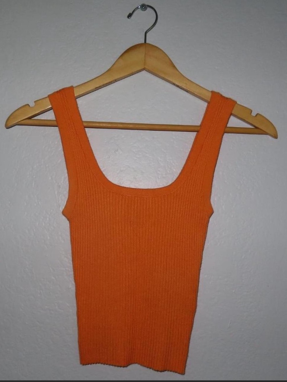 H&M Orange Ribbed Square-Neck Tank Top